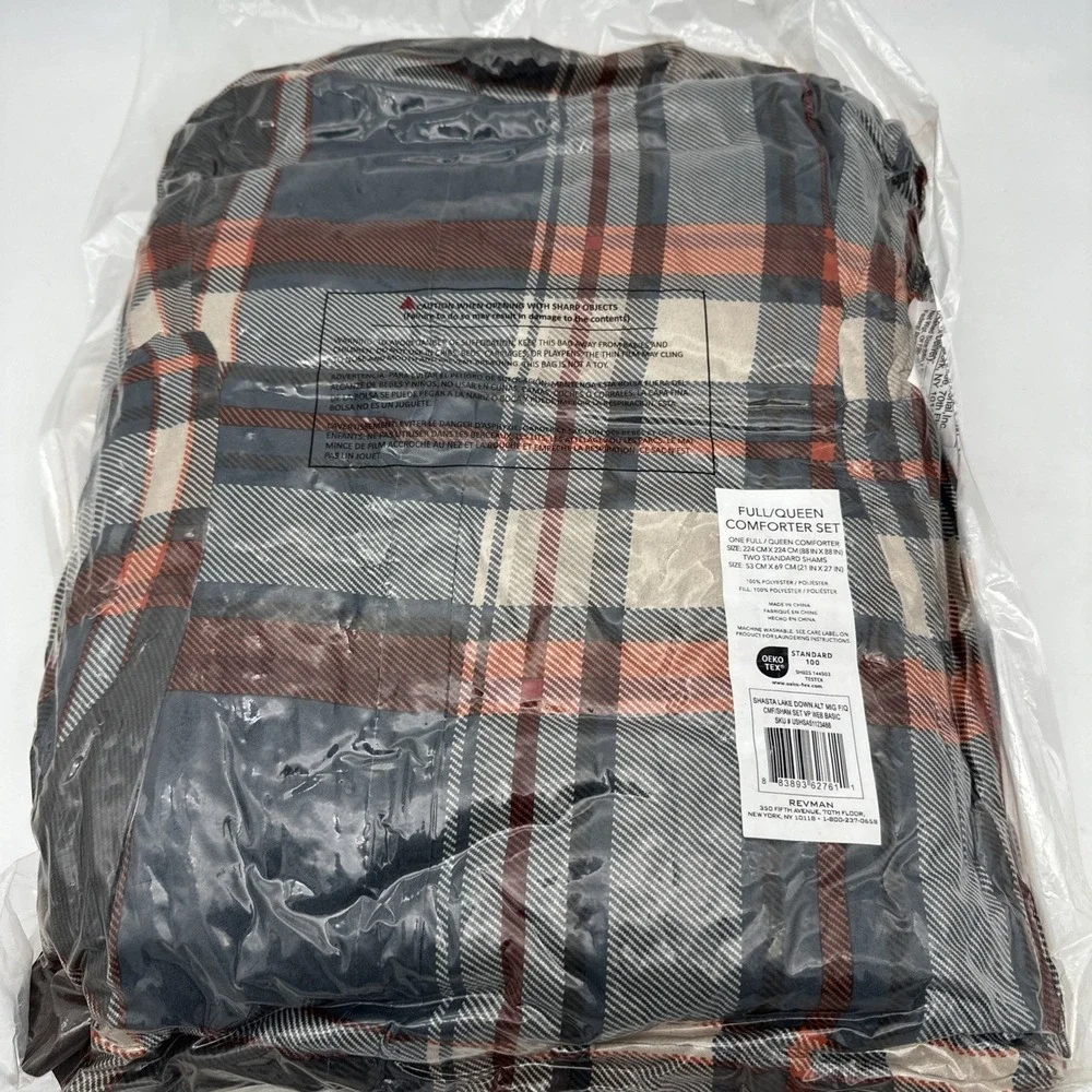 Eddie Bauer - Queen Comforter Set, Reversible Down Alt Bedding, Shams NEW SEALED
